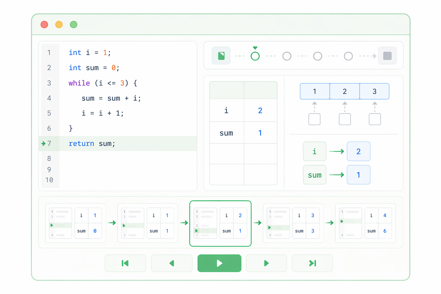 Step through code execution